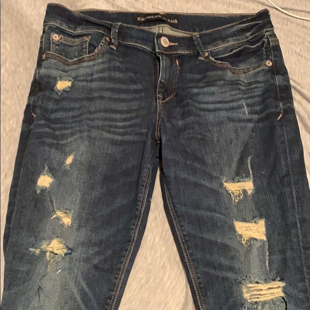 Express Dark Wash Ripped Jeans